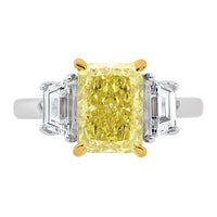 Emma Grace 14ktt 4 1/2ct Lab Grown Dia Cert Vivid Yellow & VS+ F+ Comp Ring