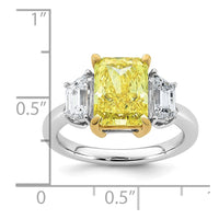Emma Grace 14ktt 4 1/2ct Lab Grown Dia Cert Vivid Yellow & VS+ F+ Comp Ring