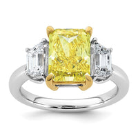 Emma Grace 14ktt 4 1/2ct Lab Grown Dia Cert Vivid Yellow & VS+ F+ Comp Ring