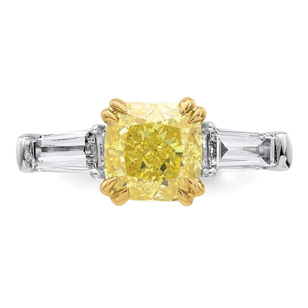 Emma Grace 14ktt 3ct LabGrown Dia Cert Vivid Yellow & VS+ F+ Comp Ring