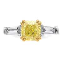 Emma Grace 14ktt 3ct LabGrown Dia Cert Vivid Yellow & VS+ F+ Comp Ring
