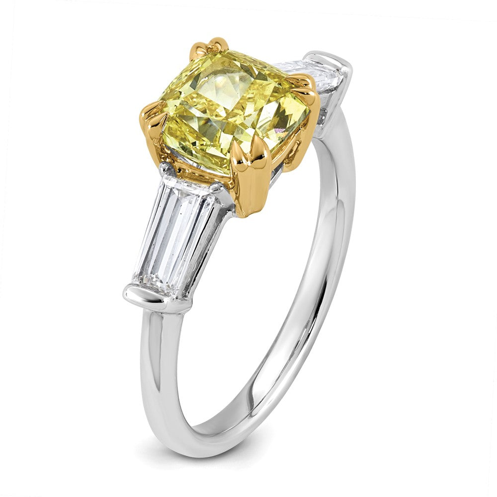 Emma Grace 14ktt 3ct LabGrown Dia Cert Vivid Yellow & VS+ F+ Comp Ring