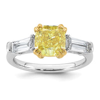 Emma Grace 14ktt 3ct LabGrown Dia Cert Vivid Yellow & VS+ F+ Comp Ring