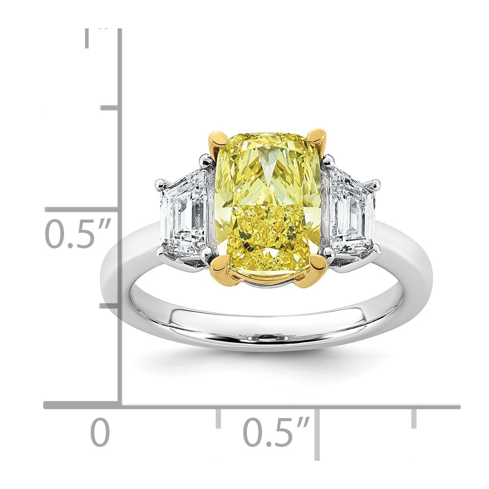 Emma Grace 14ktt 3 1/5ct Lab Grown Dia Cert Vivid Yellow & VS+ F+ Comp Ring