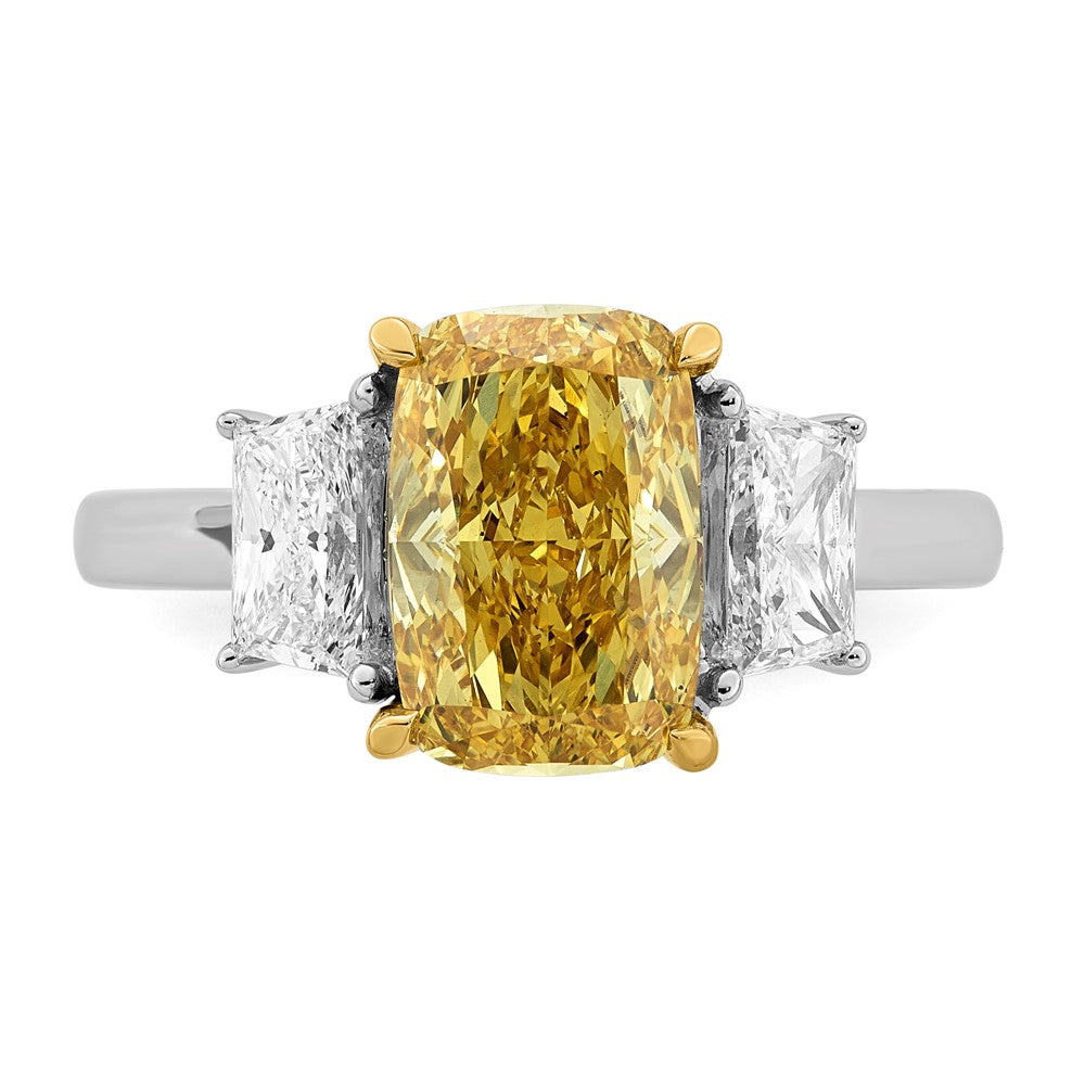 Emma Grace 14ktt 3 7/8ct Lab Grown Dia Cert Vivid Yellow & VS+ F+ Comp Ring