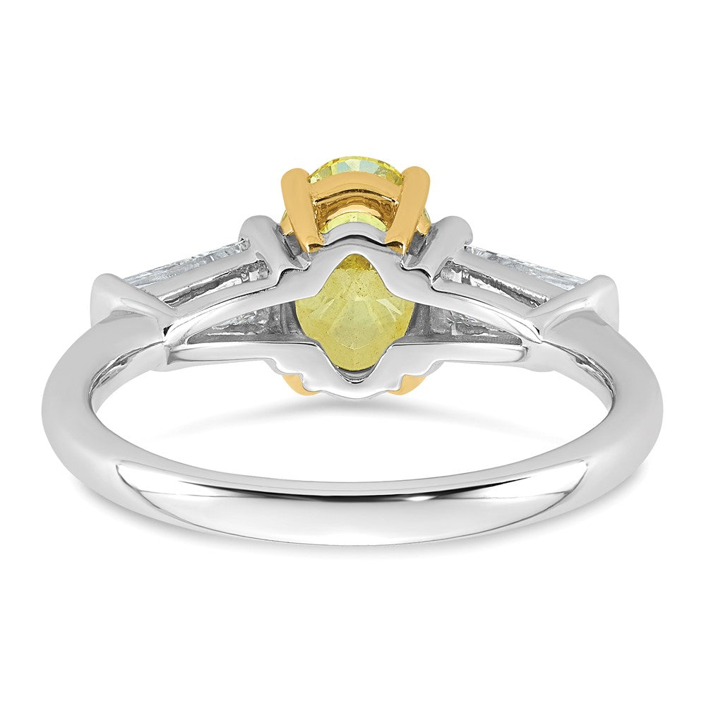 14ktt Lab Grown Dia. Oval VS+ Cert. Vivid Yellow & Baguette VS+ F+ Ring