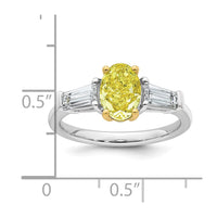 14ktt Lab Grown Dia. Oval VS+ Cert. Vivid Yellow & Baguette VS+ F+ Ring