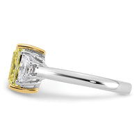 Emma Grace 14ktt 3 1/3ct Lab Grown Dia Cert Vivid Yellow & VS+ F+ Comp Ring