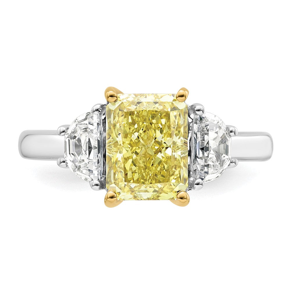 Emma Grace 14ktt 3 1/3ct Lab Grown Dia Cert Vivid Yellow & VS+ F+ Comp Ring