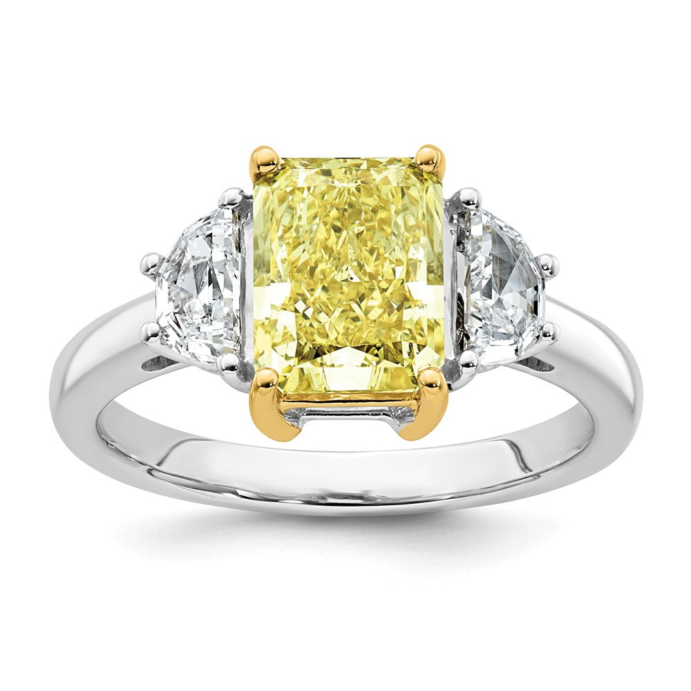 Emma Grace 14ktt 3 1/3ct Lab Grown Dia Cert Vivid Yellow & VS+ F+ Comp Ring