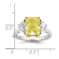 14ktt Lab Grown Dia. Radiant VS+ Cert. Vivid Yellow & Half Moon VS+ F+ Ring