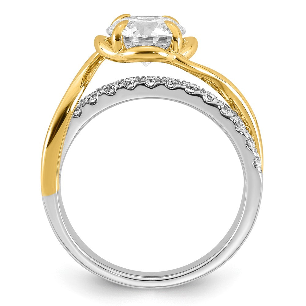 14ktt Certified Round Center Lab Grown Diamond VS+ F+ Ring