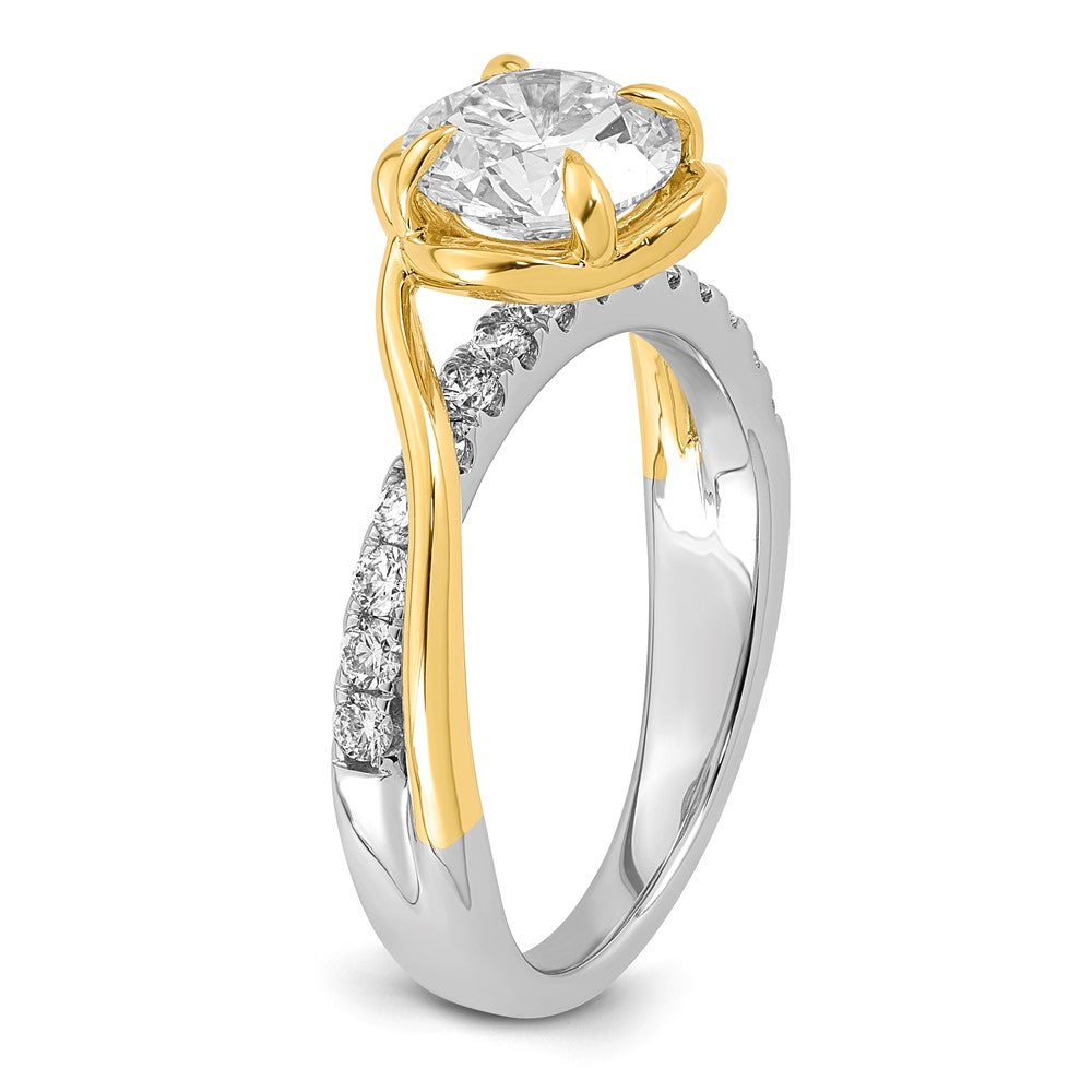 14ktt Certified Round Center Lab Grown Diamond VS+ F+ Ring