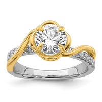 14ktt Certified Round Center Lab Grown Diamond VS+ F+ Ring