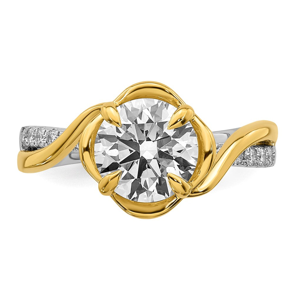 14ktt Certified Round Center Lab Grown Diamond VS+ F+ Ring