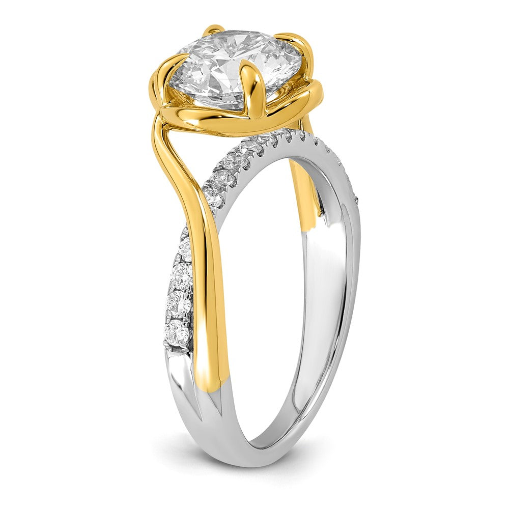 14ktt Certified Round Center Lab Grown Diamond VS+ F+ Ring