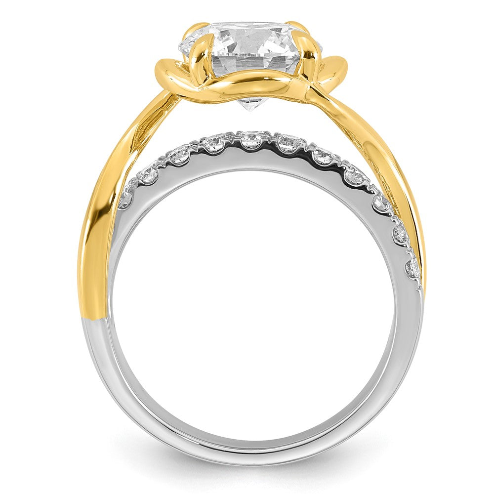 14ktt Certified Round Center Lab Grown Diamond VS+ F+ Ring