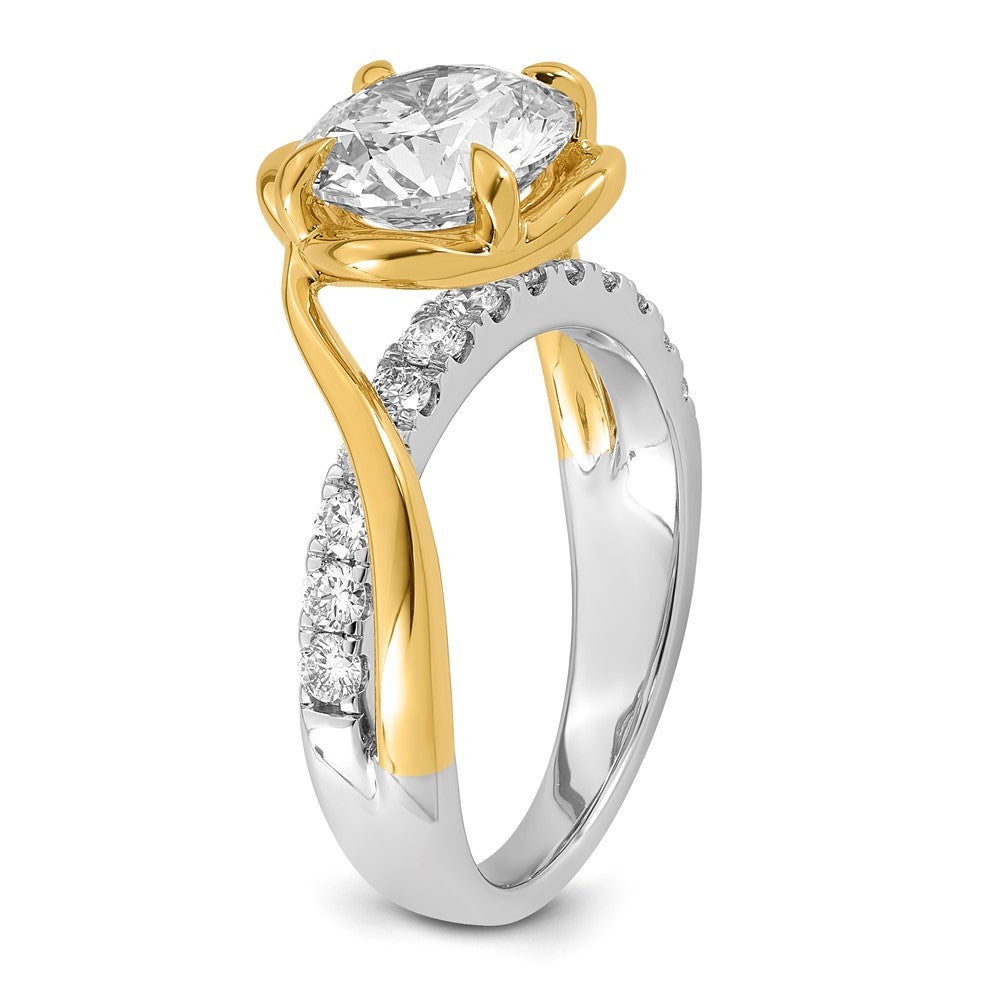 14ktt Certified Round Center Lab Grown Diamond VS+ F+ Ring