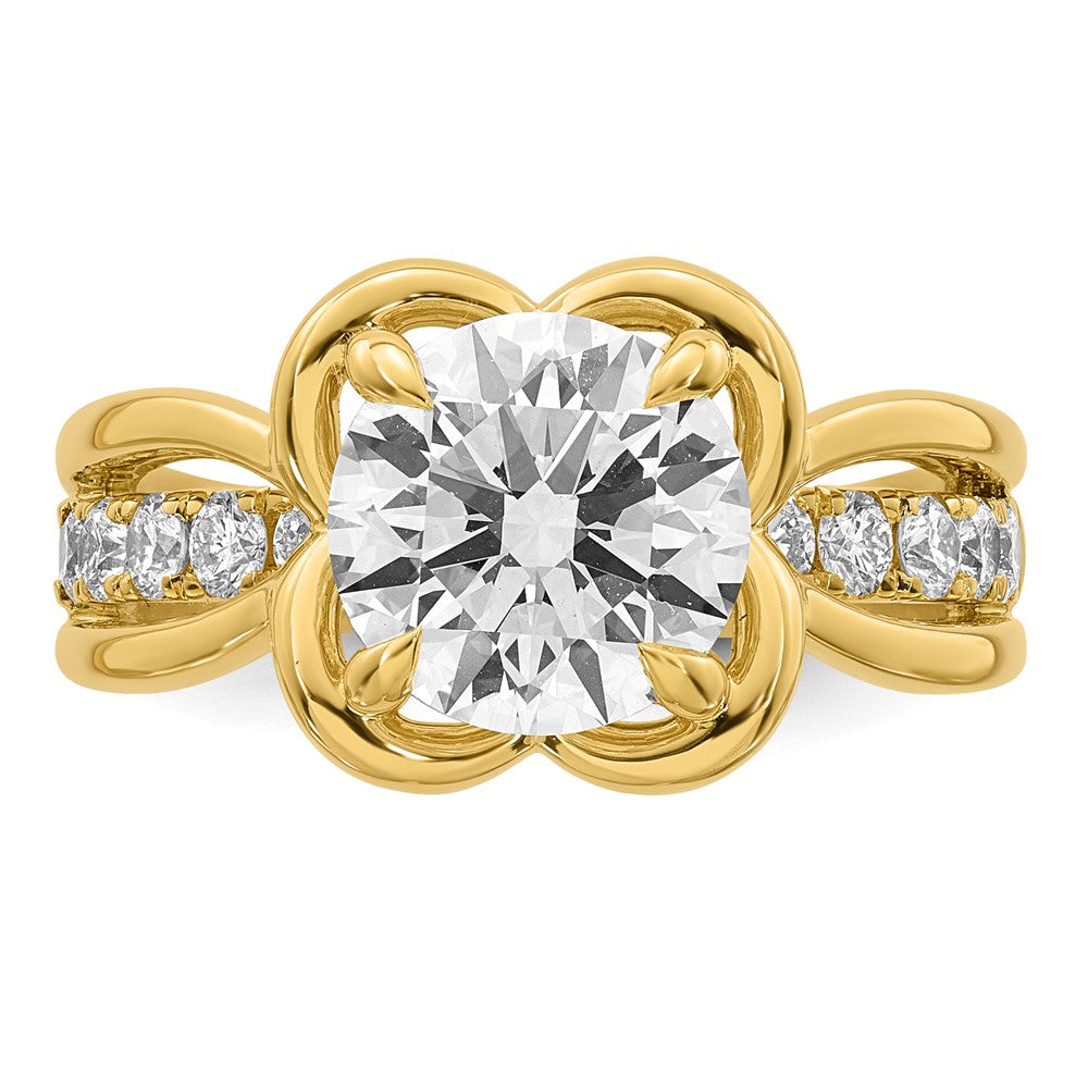 14ky Certified Round Center Lab Grown Diamond VS+ F+ Ring