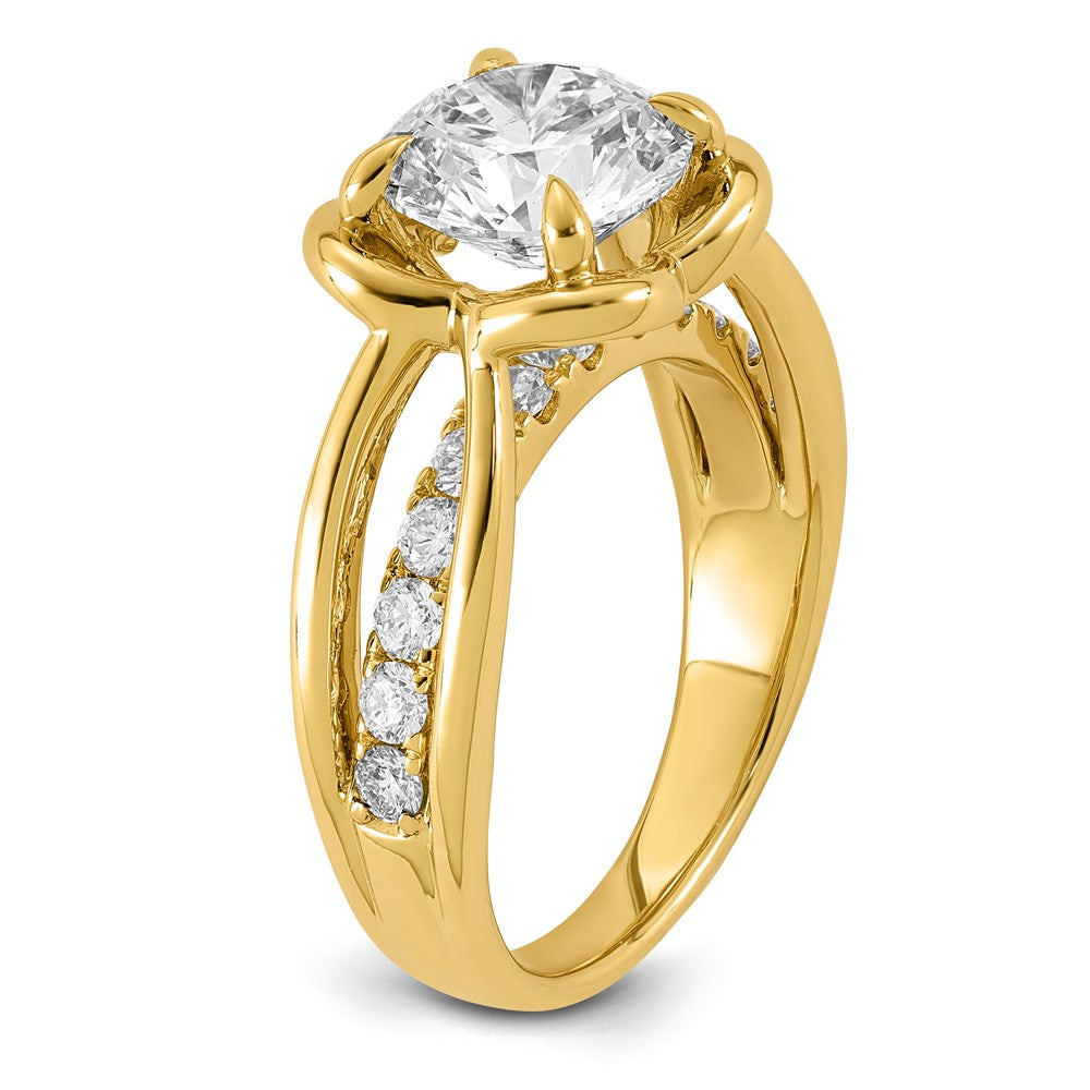 14ky Certified Round Center Lab Grown Diamond VS+ F+ Ring