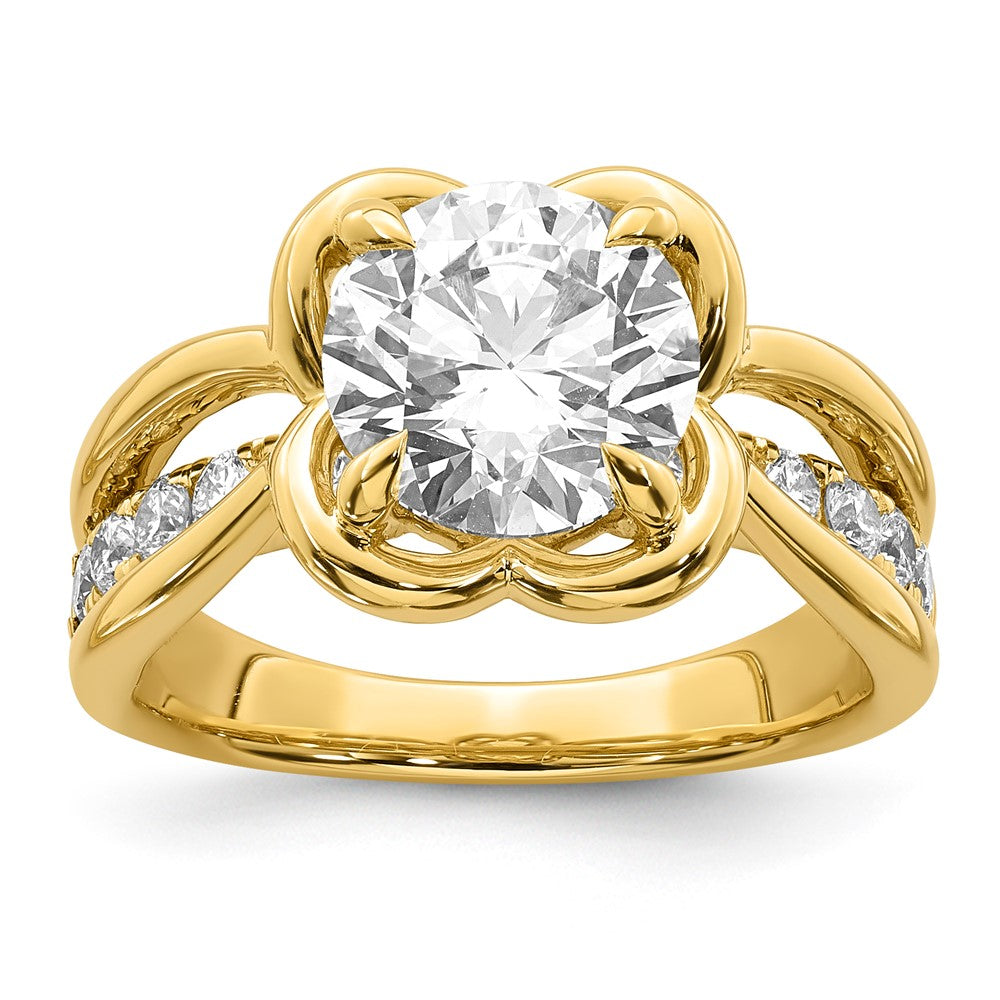 14ky Certified Round Center Lab Grown Diamond VS+ F+ Ring