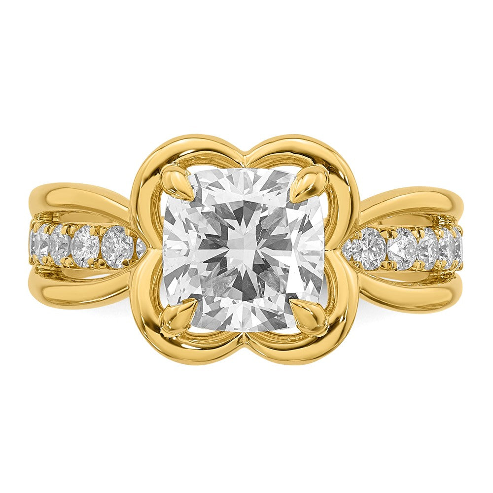 14ky Certified Cushion Center Lab Grown Diamond VS+ F+ Ring