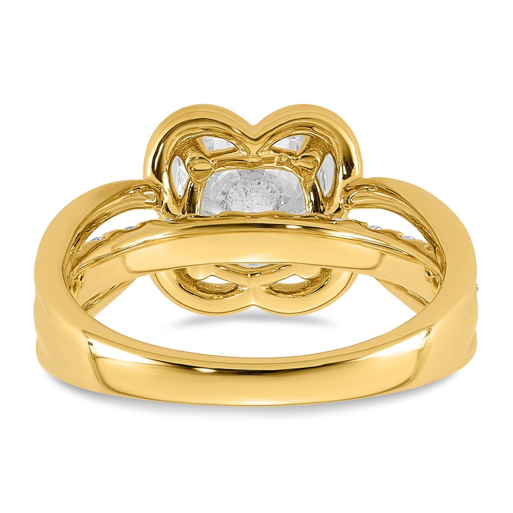 14ky Certified Cushion Center Lab Grown Diamond VS+ F+ Ring