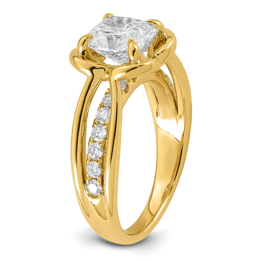 14ky Certified Cushion Center Lab Grown Diamond VS+ F+ Ring