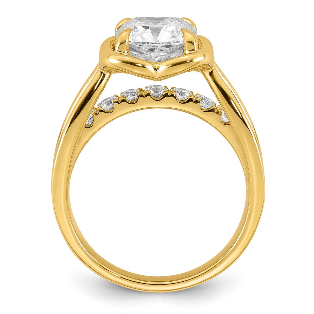 14ky Certified Cushion Center Lab Grown Diamond VS+ F+ Ring