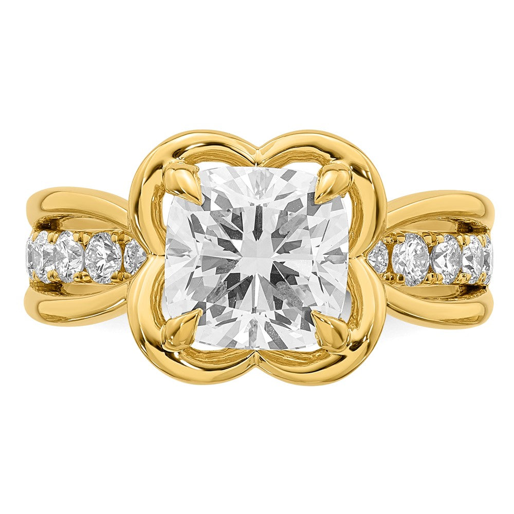 14ky Certified Cushion Center Lab Grown Diamond VS+ F+ Ring