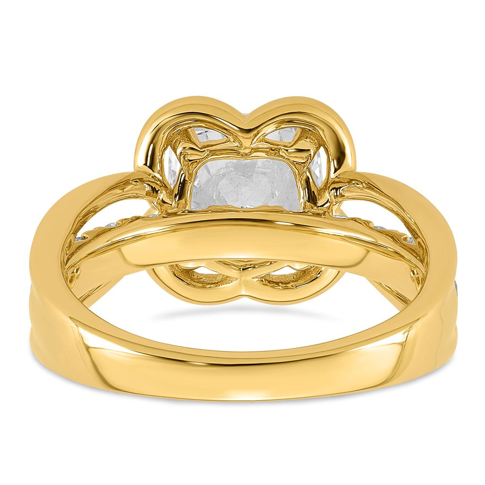 14ky Certified Cushion Center Lab Grown Diamond VS+ F+ Ring