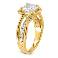 14ky Certified Cushion Center Lab Grown Diamond VS+ F+ Ring