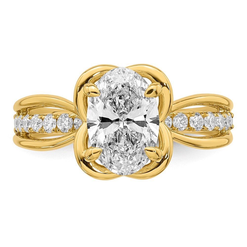 14ky Certified Oval Center Lab Grown Diamond VS+ F+ Ring