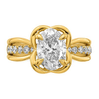 14ky Certified Oval Center Lab Grown Diamond VS+ F+ Ring