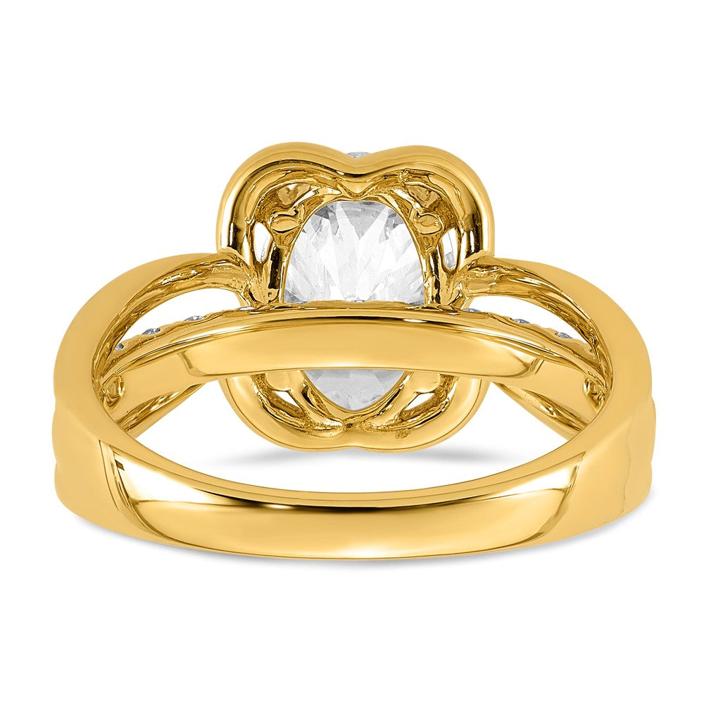 14ky Certified Oval Center Lab Grown Diamond VS+ F+ Ring