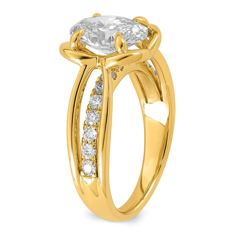 14ky Certified Oval Center Lab Grown Diamond VS+ F+ Ring