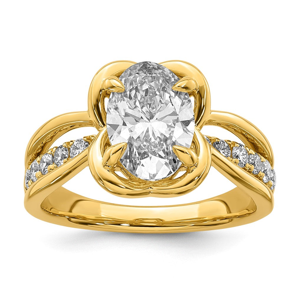 14ky Certified Oval Center Lab Grown Diamond VS+ F+ Ring