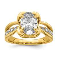 14ky Certified Oval Center Lab Grown Diamond VS+ F+ Ring