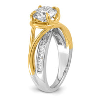 14ktt Certified Round Center Lab Grown Diamond VS+ F+ Ring