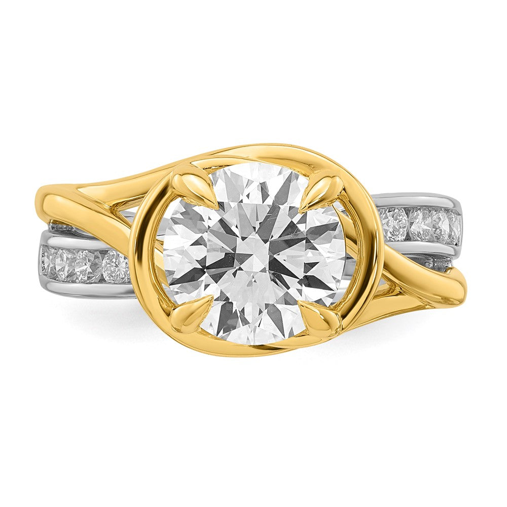 14ktt Certified Round Center Lab Grown Diamond VS+ F+ Ring