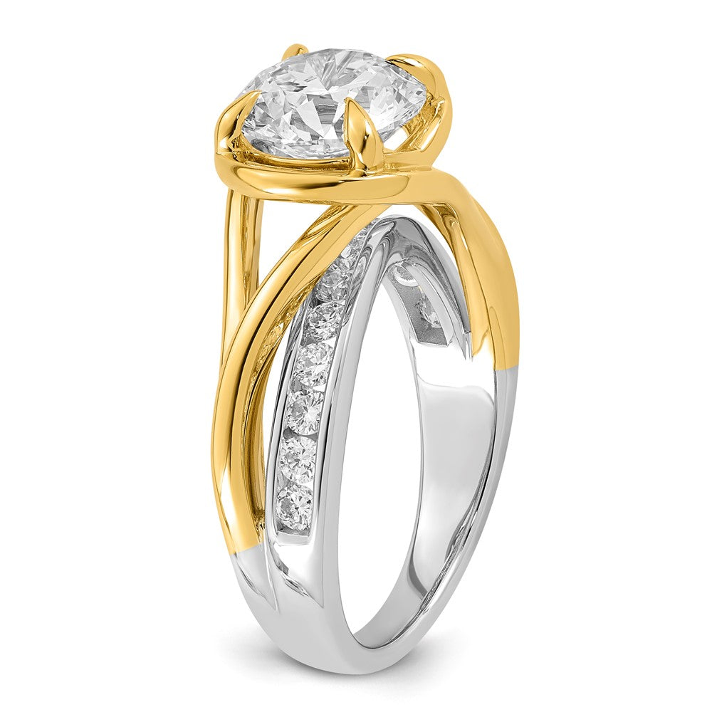 14ktt Certified Round Center Lab Grown Diamond VS+ F+ Ring