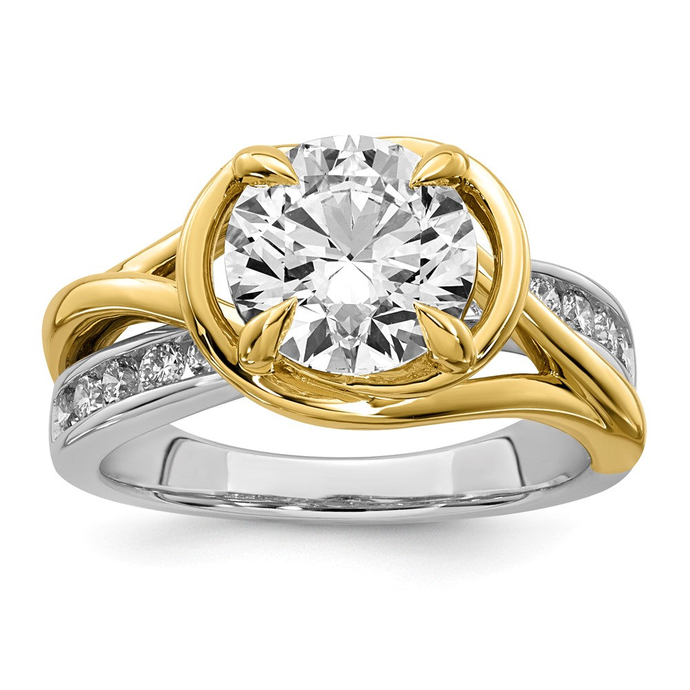 14ktt Certified Round Center Lab Grown Diamond VS+ F+ Ring