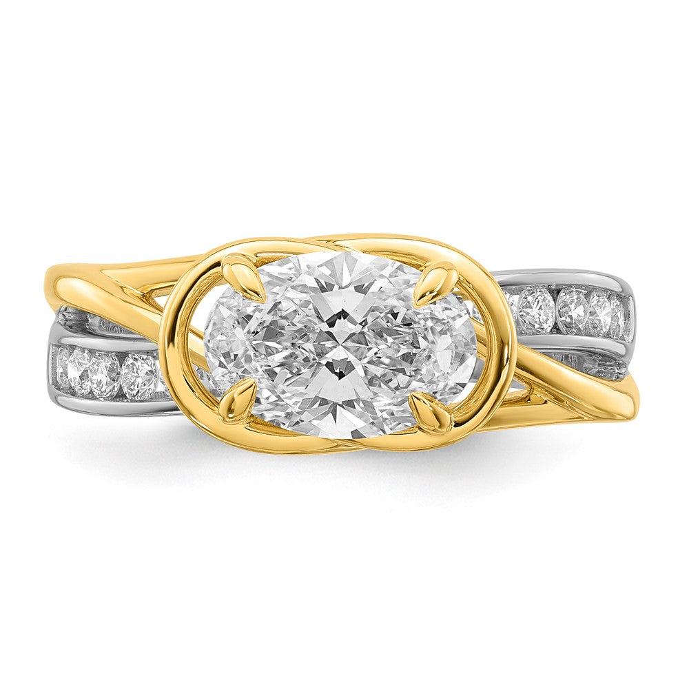 14ktt Certified Oval Center Lab Grown Diamond VS+ F+ Ring
