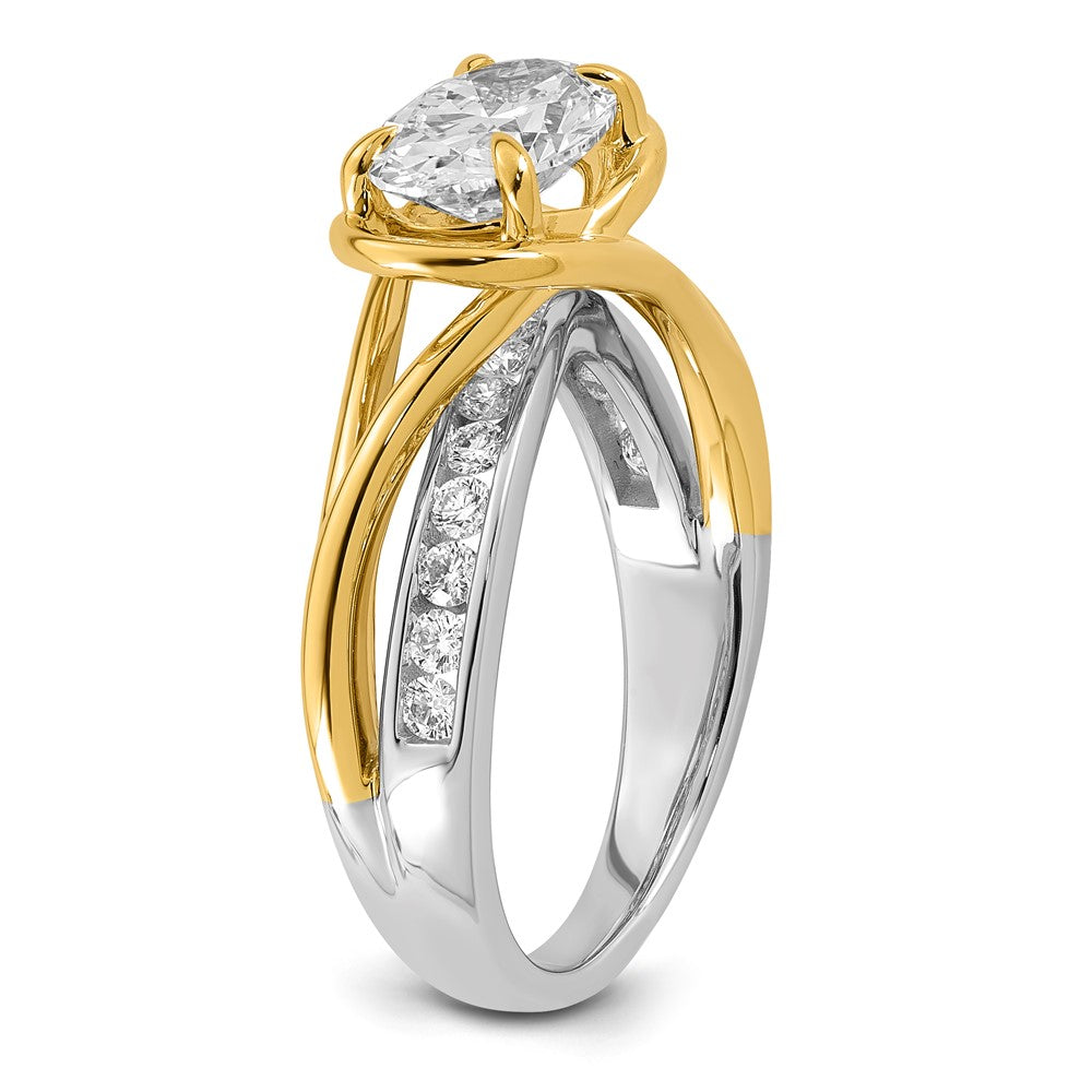 14ktt Certified Oval Center Lab Grown Diamond VS+ F+ Ring