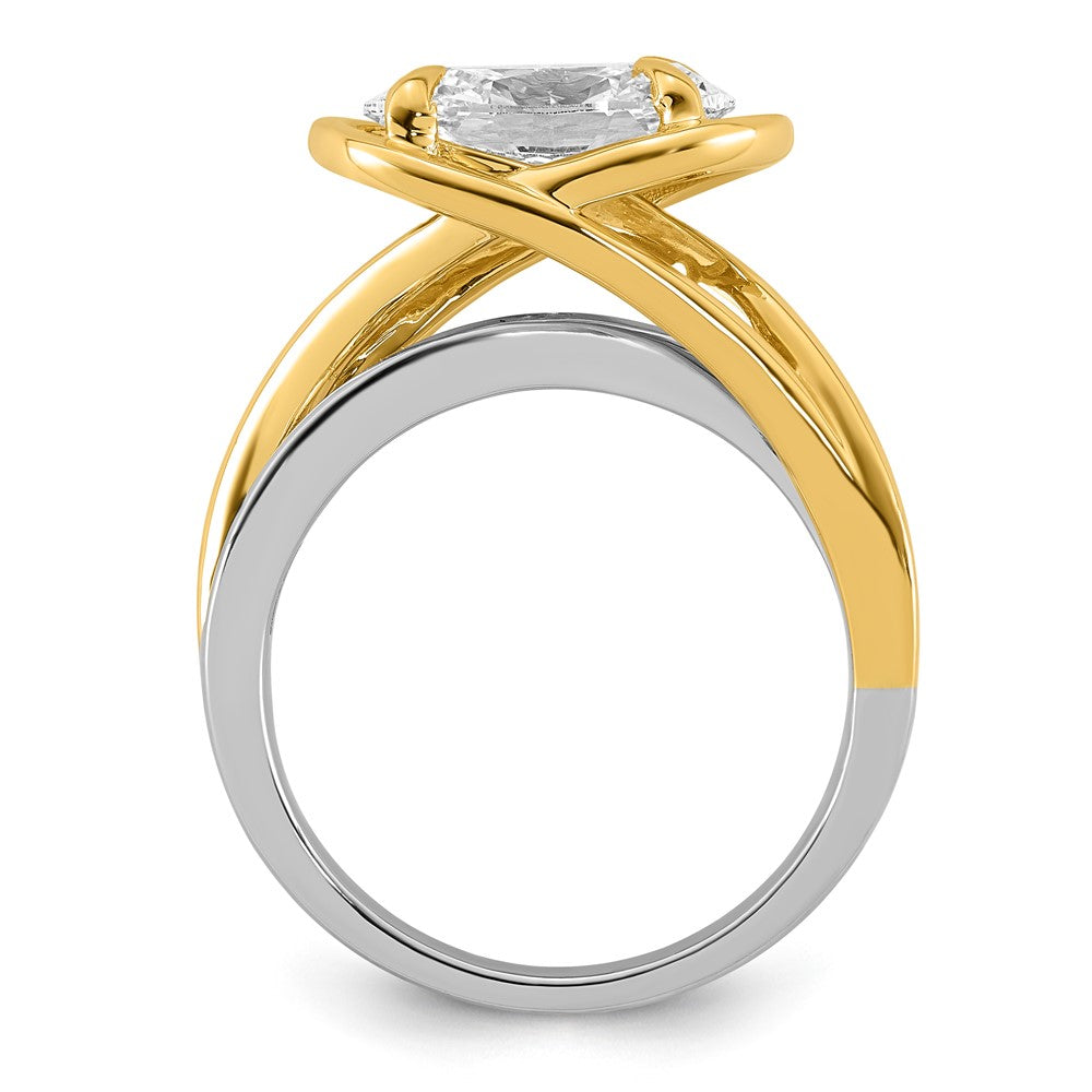 14ktt Certified Oval Center Lab Grown Diamond VS+ F+ Ring
