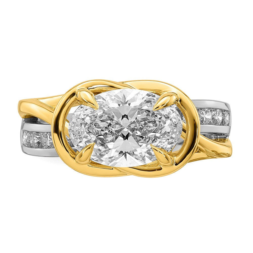 14ktt Certified Oval Center Lab Grown Diamond VS+ F+ Ring