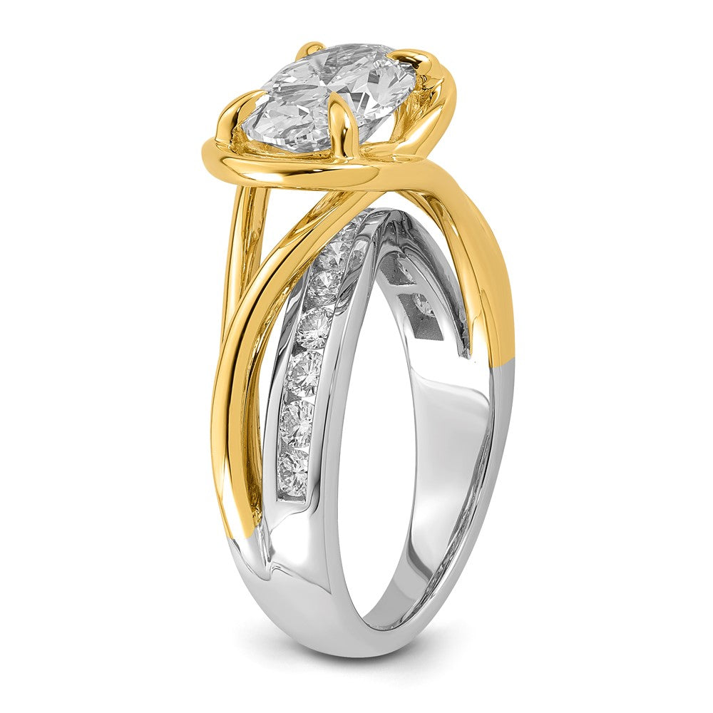 14ktt Certified Oval Center Lab Grown Diamond VS+ F+ Ring