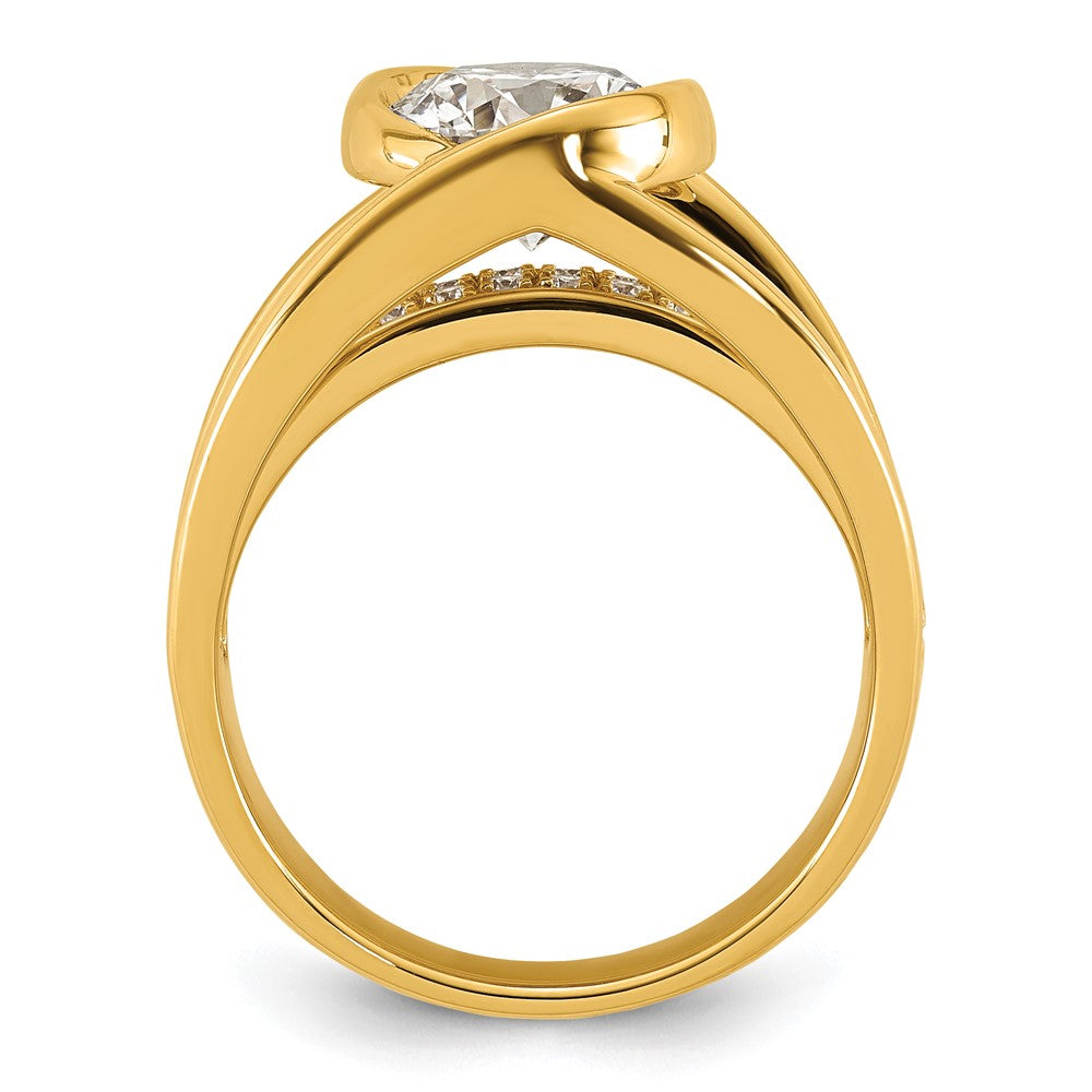 14ky Certified Round Center Lab Grown Diamond VS+ F+ Ring
