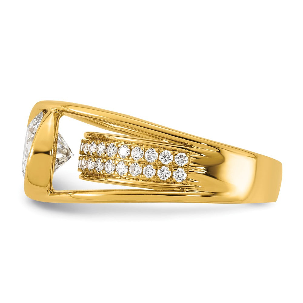14ky Certified Round Center Lab Grown Diamond VS+ F+ Ring