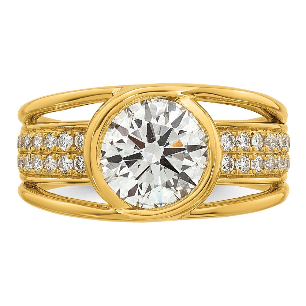14ky Certified Round Center Lab Grown Diamond VS+ F+ Ring